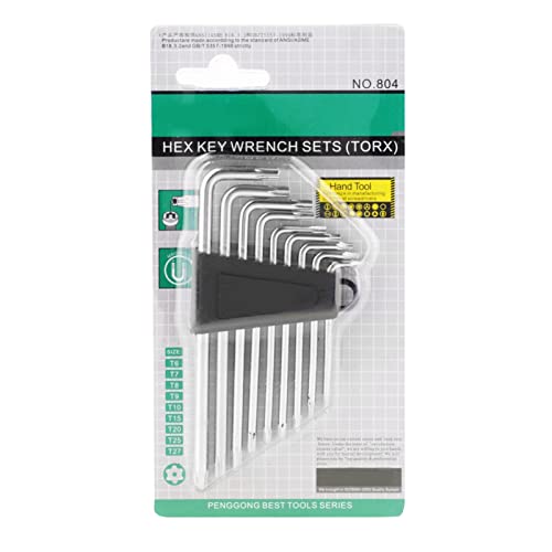 Marhynchus Jeu de 9 Petites Clés Hexagonales Universelles en Forme de L, Angle 90°, T6-T27 avec Extrémités évidées, Conception Ergonomique, Idéal pour les Têtes étoiles de sécurité de Base