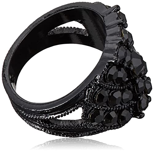 Guess "Basic Jet And Silver Wide Band With Enamel And Stones Ring, Size 8 (89117094) #TOP1