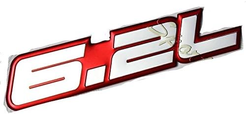 6.2L SILVER RED Border Aluminum Adhesive Sticker Decal Emblem Badge for GM General Motors Performance Chevy Chevrolet Corvette C6 ZR1 Camaro SS RS Pontiac G8