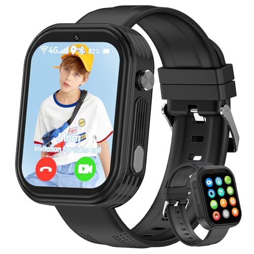 4G Kids Smart Watch for Boys Girls With GPS Tracker, Video Call, Family Chat, SOS, Camera,Pedometer - Kids Watch Birthday Gift for 5-14 Years Old
