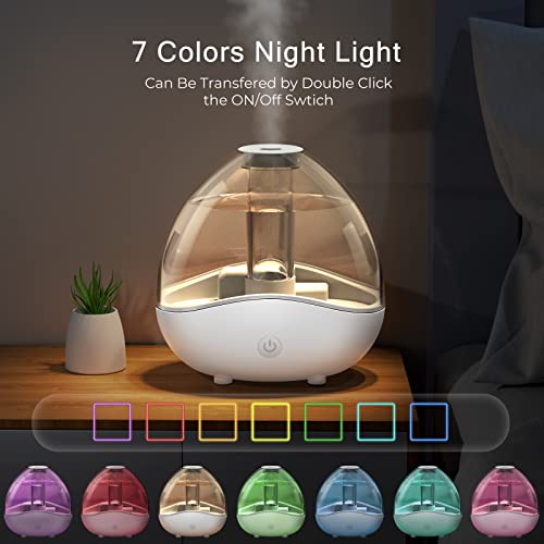 Cool Mist Humidifiers For Bedroom Large Room, Lerat Baby Humidifier With Night Light For Nursery, Auto Shut-Off & Quiet Operation Humidifier For Plants, Air Ultrasonic For Pets, Indoor, Home, Office #TOP5
