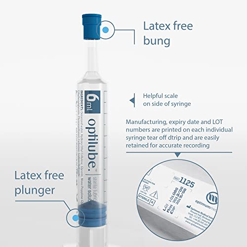 OptiLube 1125-1126 sterile Schmiergeleggelee, wasserlösliches und pH-Wert, 6ml Spritzen, Packung von 25