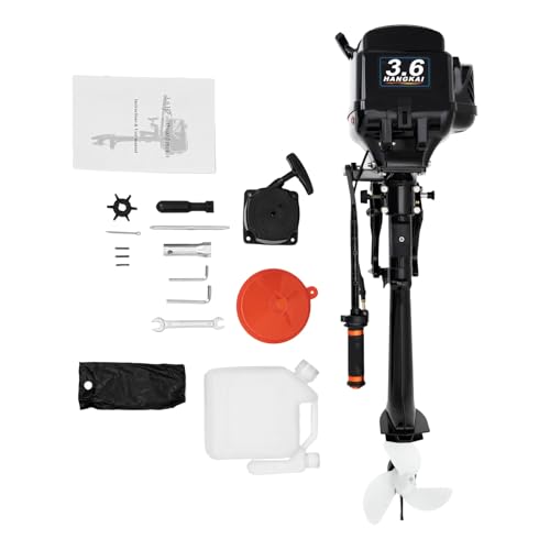 2 Stroke 3.6HP Outboard Motor, HANGKAI 55CC Heavy Duty Fishing Boat Engine with Cooling System & CDI, Boat Motor Gas Boat Motor for Kayaks Canoes Dinghies Inflatable Boats