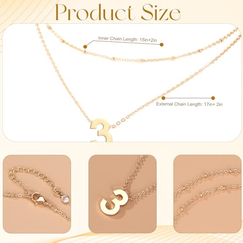 Collier avec chiffres dorés YZCIS à effet double chaîne empilable et moderne