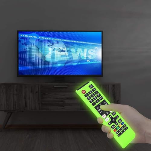 Image of RAYA Silicone Cover Compatible with Samsung Smart TV Remote BN59-01315 / Foxsky /X Electron TV Remote Protective Case with Lanyard [R-emote NOT Included] (Green)