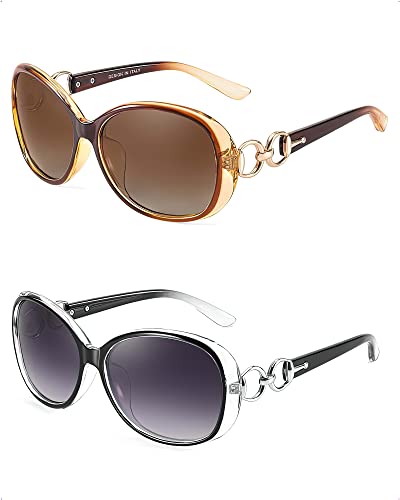 Fimilu 2 Pack Polarized Sunglasses For Women Retro Stylish Jackie O Sunglasses Uv400 Protection For Outdoors, Holidays #TOP2