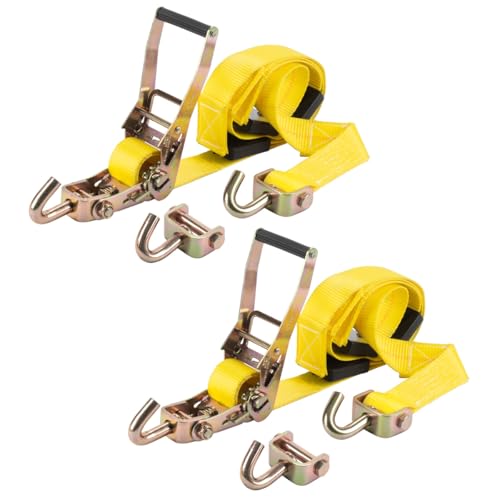 STAHLWERK TRS-50 ST Lot de 2 Sangles à Cliquet pour Pneu 3 m x 50 mm 2,250 kg - Sangle d'Arrimage et de Transport