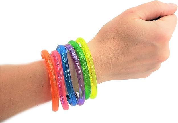 Liquid Super Glitter Colorful Bracelets Bright Neon Colors - 12 Pieces - Image 3