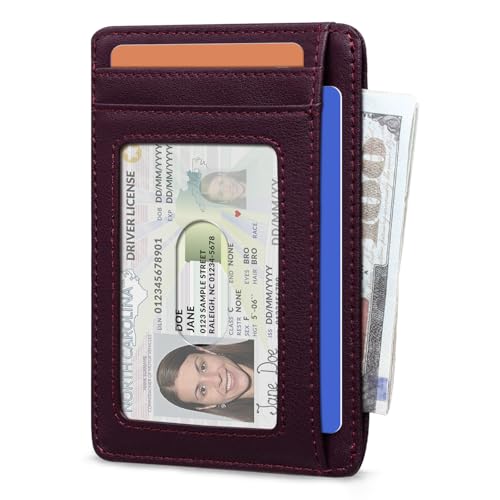 Image of RUNBOX Slim Minimalist Front Pocket RFID Blocking Leather Wallets for Men and Women Card Holder Wallets Gifts for men