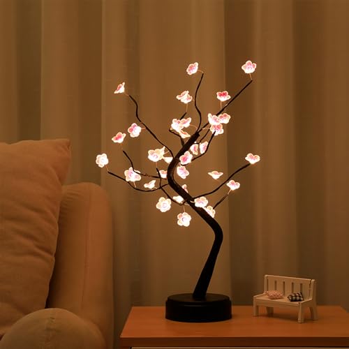 36 LED Cherry Blossom Sparkly Fairy Spirit Tree Lights DIY Artificial Tree Battery/USB Operated Tabletop Tree Lamp for Bedroom Christmas Indoor Room Decor Night Lights (Warm White)