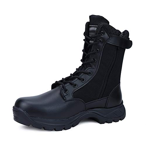 QUNLON Stiefel Herren Mid Taktisch Kampfstiefel Outdoor Militär Security Schuhe Männer Alles Gelände Stiefel zum Wandern, Jagen, Arbeiten, Armee Airsoft,Combat Model IDS928 Schwarz-43EU Cover