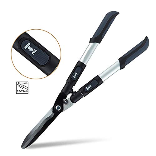 XPKZYSLJ-J Extendable Hedge Shears Clippers with Wavy Blade and Telescoping Handles, Telescopic Shear 62-77 cm for Trimming Borders, Decorative Grasses, and Bushes