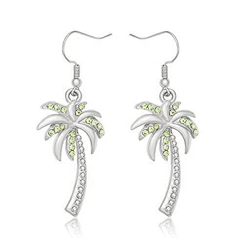 MANZHENCrystal Beach Palm Tree Dangle Earrings Tropical Jewelry for Women