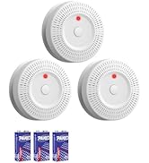 Smoke Detector, Lecoolife, 9V Battery Operated Smoke Alarm with LED Indicator, Silence Button, ...