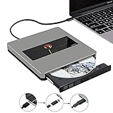External CD DVD Drive, USB 3.0/Type-C Portable CD/DVD+/-RW Burner Drive Slim CD DVD Player Disk Rewriter for Laptop Mac Windows MacBook Air Pro Desktop PC iMac (Grey)
