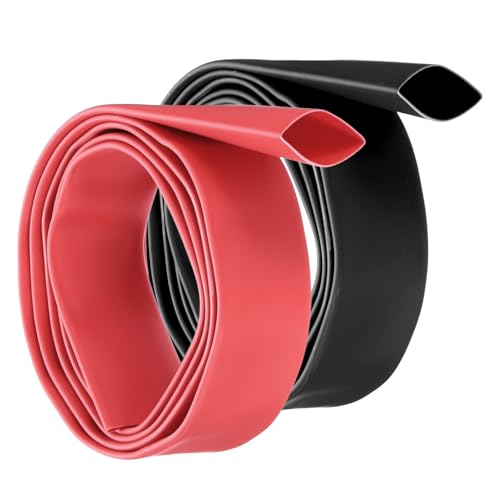 sourcing map 1Set 19.1mm Heat Shrink Tubing Waterproof, 3:1 Dual Wall Marine Adhesive Lined Industrial Heat Shrink Tube Wiring Wrap 3ft 3/4 Inch, Black,Red-1m