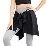 Lopsity Women Yoga Ballet Tennis Skirts Tie Up Skirts Yoga Sport Wrap Short Skirt Cover Up Running Wrap Athletic Skirt (Black)
