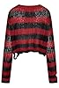 Ro Rox Ryette Jumper Distressed Oversized Gothic Knit Grunge Sweater Top, Black-Red, S-M (UK 10-14) #1