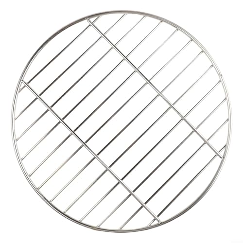 Rejilla de barbacoa de acero inoxidable para camping, bandeja redonda para hornear con malla antiadherente, 30 cm/35 cm/40 cm, plata - compatible con varias estufas (35 cm)