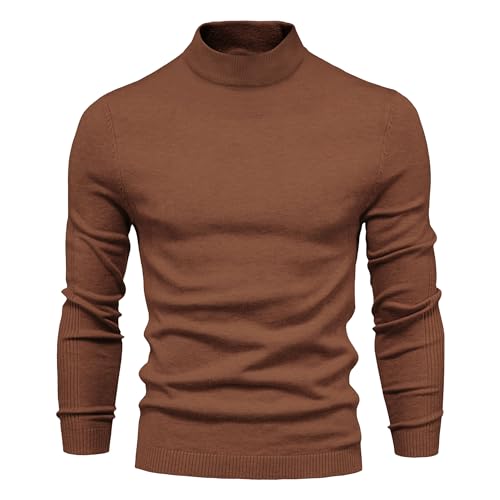 Mens Half Turtleneck Knit Sweater Casual Solid Color Male Knitted Pullover Slim Fit Long Sleeve Knits Sweaters - Main Image