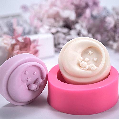Moldfun Moon, Sleeping Baby And Stars Art Craft Silicone Mold For Handmade Soap, Lotion Bar, Bath Bomb #TOP4