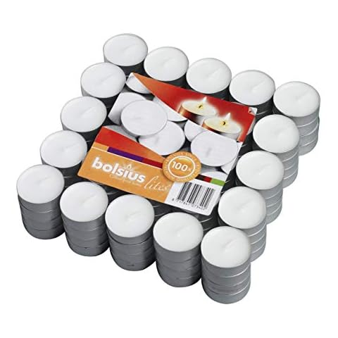bolsius Teelichter, geruchlos, Weiß, 100 Stück 3,5 Stunden Cover