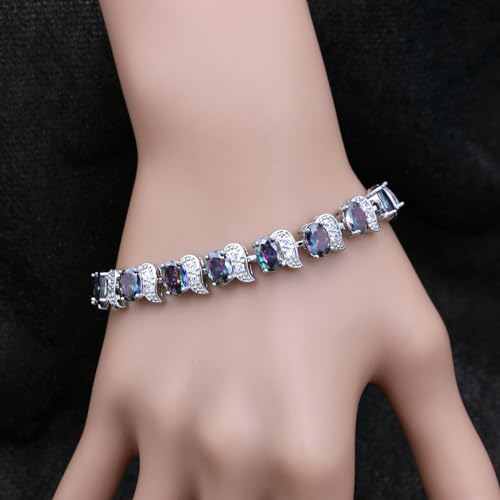 Image of LMXXVJ Fashion Tennis Bracelet Created Emerald White Gold Plated Charm Bracelet Gifts Jewelry for Women