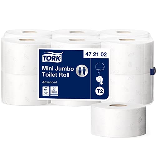 Tork Papier Toilette mini Jumbo blanc T2, Advanced, 2 plis, 12 x 180 m, 472102