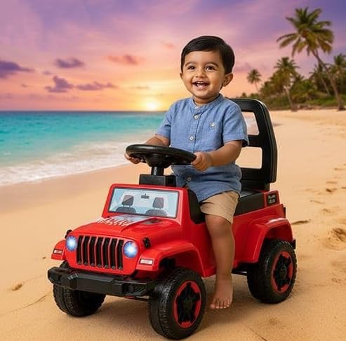 Image of Playroot Baby Ride-On Jeep Toy with Seat Support for Daily Play Ride On Jeep Push Car for Kids - Red