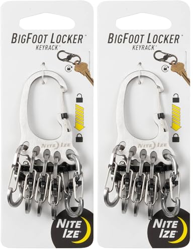Llavero mosquetón Nite Ize Bigfoot Locker plateado con cierres centrales paquete de 2