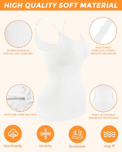 AURUZA 2PCS Womens Shapewear Tummy Control Scoop Neck Camisole Tops for Women Seamless Compression Tank Top Plus Size2