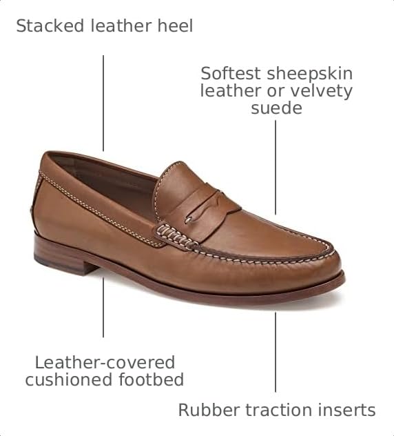 Image of Johnston & Murphy Men's Baldwin Penny Loafer, Cognac Sheepskin, 11 M