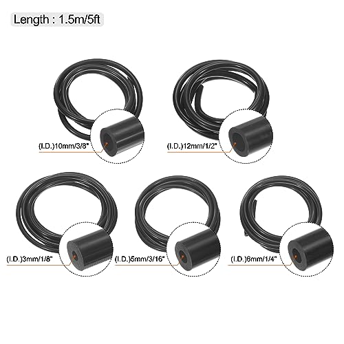 uxcell Vacuum Silicone Tubing Hose 3mm 5mm 6mm 10mm 12mm ID 3mm Wall Thick 1.5m Black High Temperature for Engine - Image 2