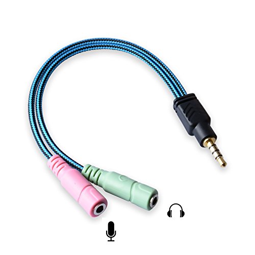 PETBROO Headset Mic Audio Y Splitter Joiner Cable with Two 3.5mm Female Input Mic and Audio Jacks to a Male Connector,Audio mic Adapter Compatible for Laptop,Tablet,Cellphone