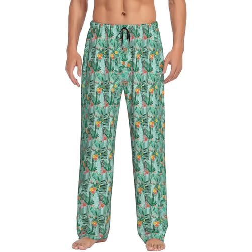 Pantalon de pyjama homme floral en coton léger pour nuit d'été
