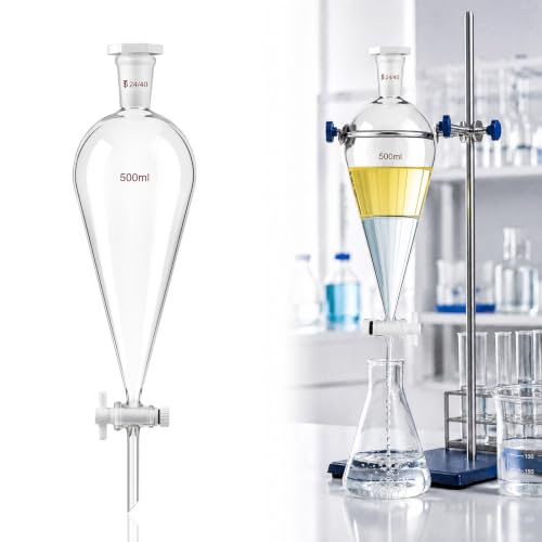 Image of Tellegloww 500 ml Heavy Wall Conical Separatory Funnel Borosilicate Glass