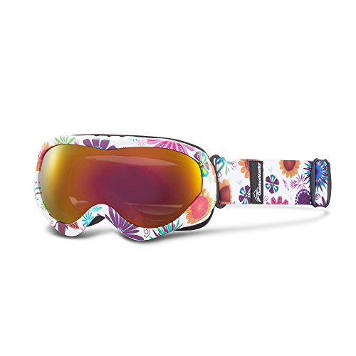 OutdoorMaster Kids Ski Goggles, Snow Goggles for Boys & Girls with 100% UV Protection (Color pattern Frame + VLT 13% Grey Lens with Full REVO Pink)