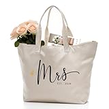 Caraknots Future Mrs 2020 Bride Tote Bag Wedding Bachelorette Bridal Shower Gifts Canvas Large Travel Shoulder Bag with Interior Pocket 100% Cotton