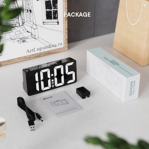 Digital Alarm Clocks For Bedrooms,7"Led Mirror Bedside Clock With Type C&Usb Charging Port,Night Light,7 Volume,Dimmable,Snooze Mode,Extra Loud Dual Alarm Clock For Adults Teens Senior Room Decor #TOP7