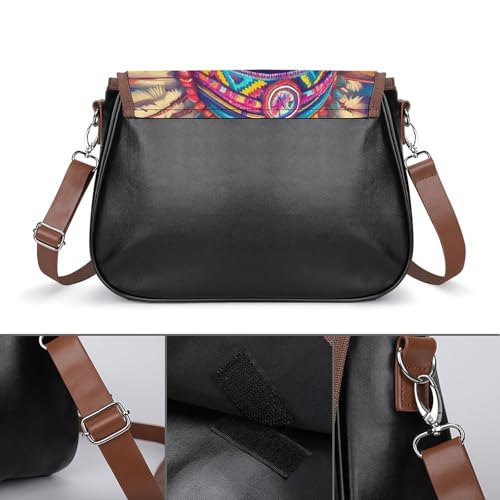 Native Am-erican Indian Woman Women's Crossbody Bags Leather Messenger Handbag Small Shoulder Bag Purse3