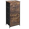 SONGMICS Dresser for Bedroom Fabric Dresser with 4 Drawers Wooden Top and Front Metal Frame Small Chest of Drawers Rustic Brown and Black ULGS04H