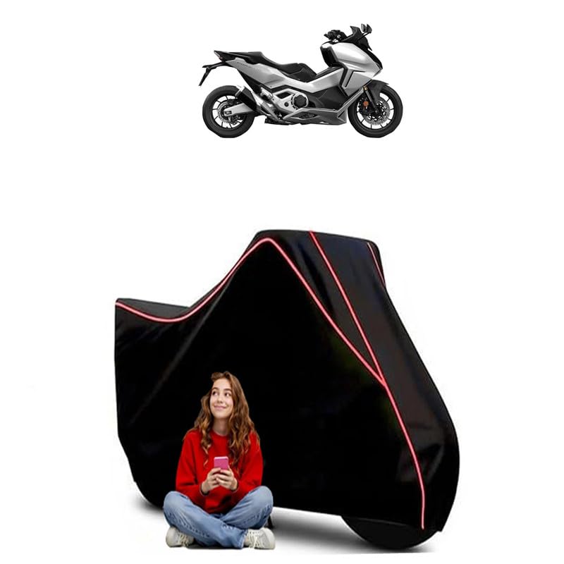 Image of Forza Scooty Bike Cover Water Resistant Outdoor Use Universal Fit Scooters Motorcycles Heavy Duty UV Protection Dust Rain Scratch Resistant Elastic Bottom Black Blue Piping