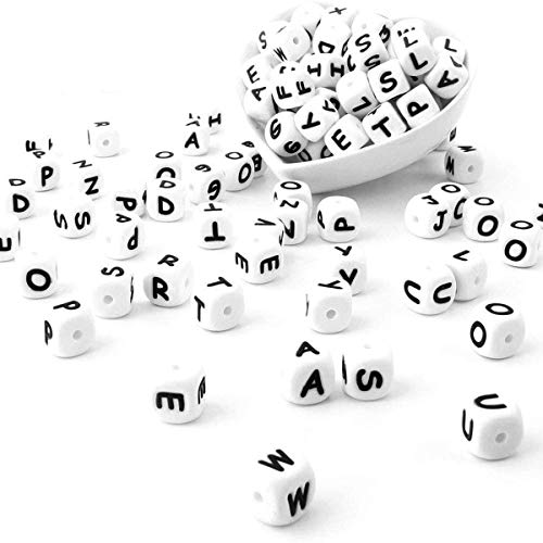 Weekjoey 104PCS Square Silicone Beads English Alphabet 12MM Loose Beads Silicone Letter Beads DIY Bracelet Necklace Women Jewelry Makeing Handmade Supplies Weekjoey 104PCS Square Silicone Beads English Alphabet 12MM Loose Beads Silicone Letter Beads DIY Bracelet Necklace Women Jewelry Makeing Handmade Supplies