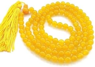 108 Beads Agate Hakik Mala for Brihaspati Ma Baglamukhi Japa Mantras (Yellow)
