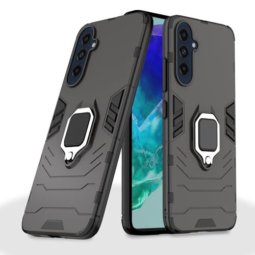 Image of Pikkme Back Cover | D5 Tough Armor Bumper | 360 Protection Case | Ring Holder Stand Case for Samsung Galaxy M55 5G / M55s 5G / F55 5G (Black)