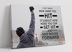 CanvasArtShop ROCKY STEPS MOTIVATIONAL QUOTE CANVAS WALL ART PICTURE PRINT FRAMED