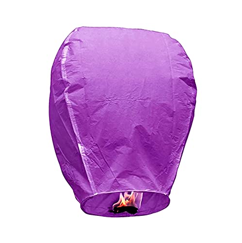 10 Pcs Chinese Lanterns to Release in Sky, Floating Sky Lanterns to Release in Sky Memorial, China Biodegradable Lanterns to Release in Sky 8 Colors, 31.5"x17" (Purple)