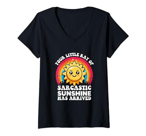 Damen Your Little Ray Of Sarkastic Sunshine Has Arrived Sunshine T-Shirt mit V-Ausschnitt