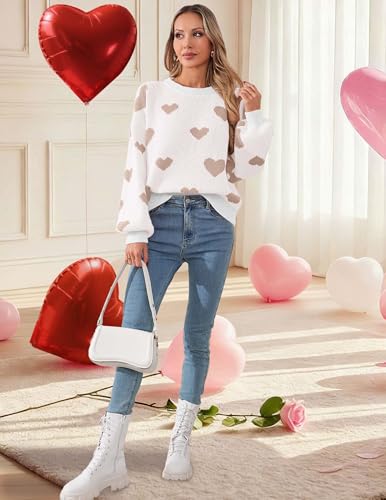 Image of Libsorge Womens Valentine Heart Sweater 2026 Valentines Day Trendy Cute Oversized Long Sleeve Pullover Sweaters