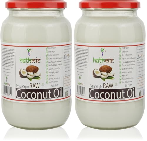 Image of HATHMIC Raw Extra Virgin Coconut Oil (Cold Pressed)1000ml (Pack of 2)